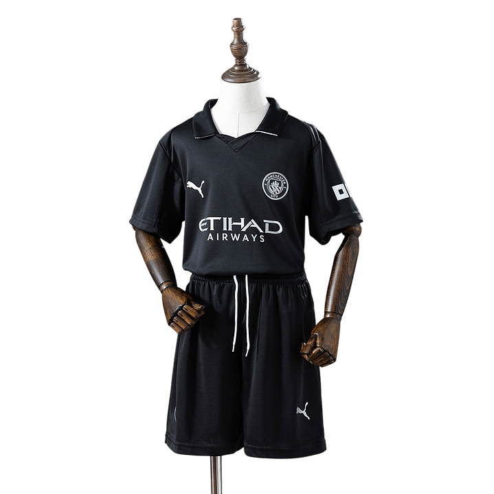 Manchester City - Kit Criança Secundário Preto 25/26 1