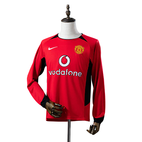 Manchester United - Camisola Principal 02/04 Retro Manga Comprida