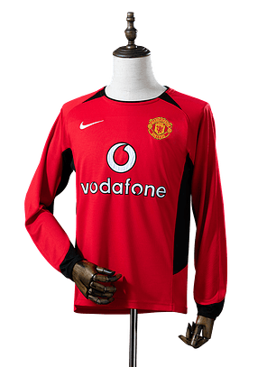 Manchester United - Camisola Principal 02/04 Retro Manga Comprida