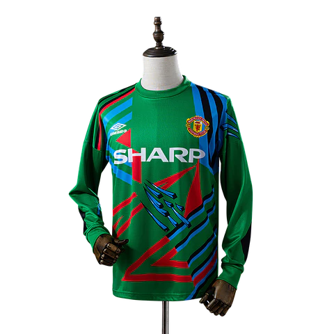 Manchester United - Camisola Guarda Redes Verde 92/94 Retro Manga Comprida