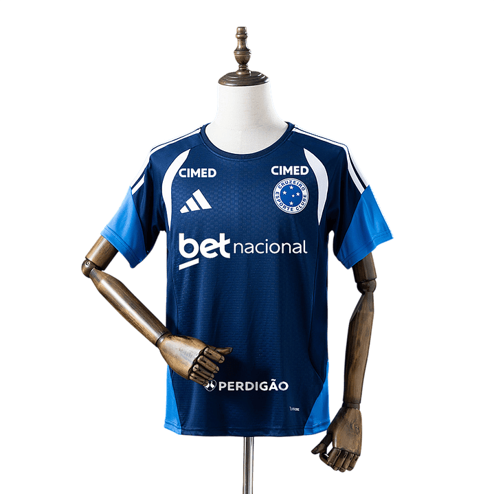 Cruzeiro - Camisola Azul Escuro de Treino 2026 - Com Patrocínios 1