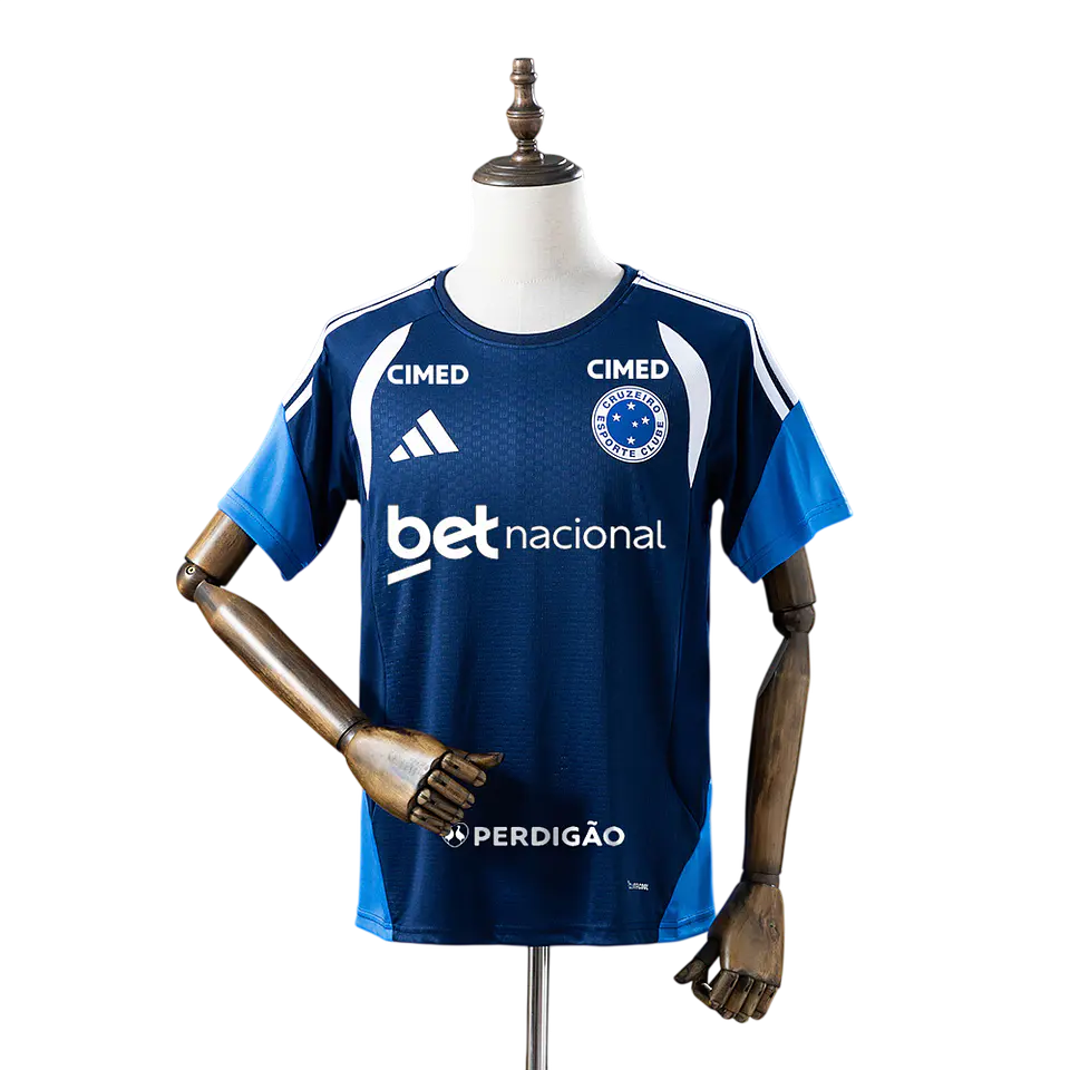 Cruzeiro - Camisola Azul Escuro de Treino 2026 - Com Patrocínios 1