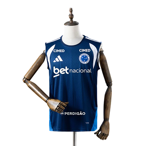 Cruzeiro - Manga Cava Azul Escuro de Treino 2026 - Com Patrocínios
