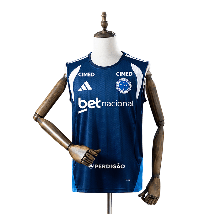Cruzeiro - Manga Cava Azul Escuro de Treino 2026 - Com Patrocínios 1