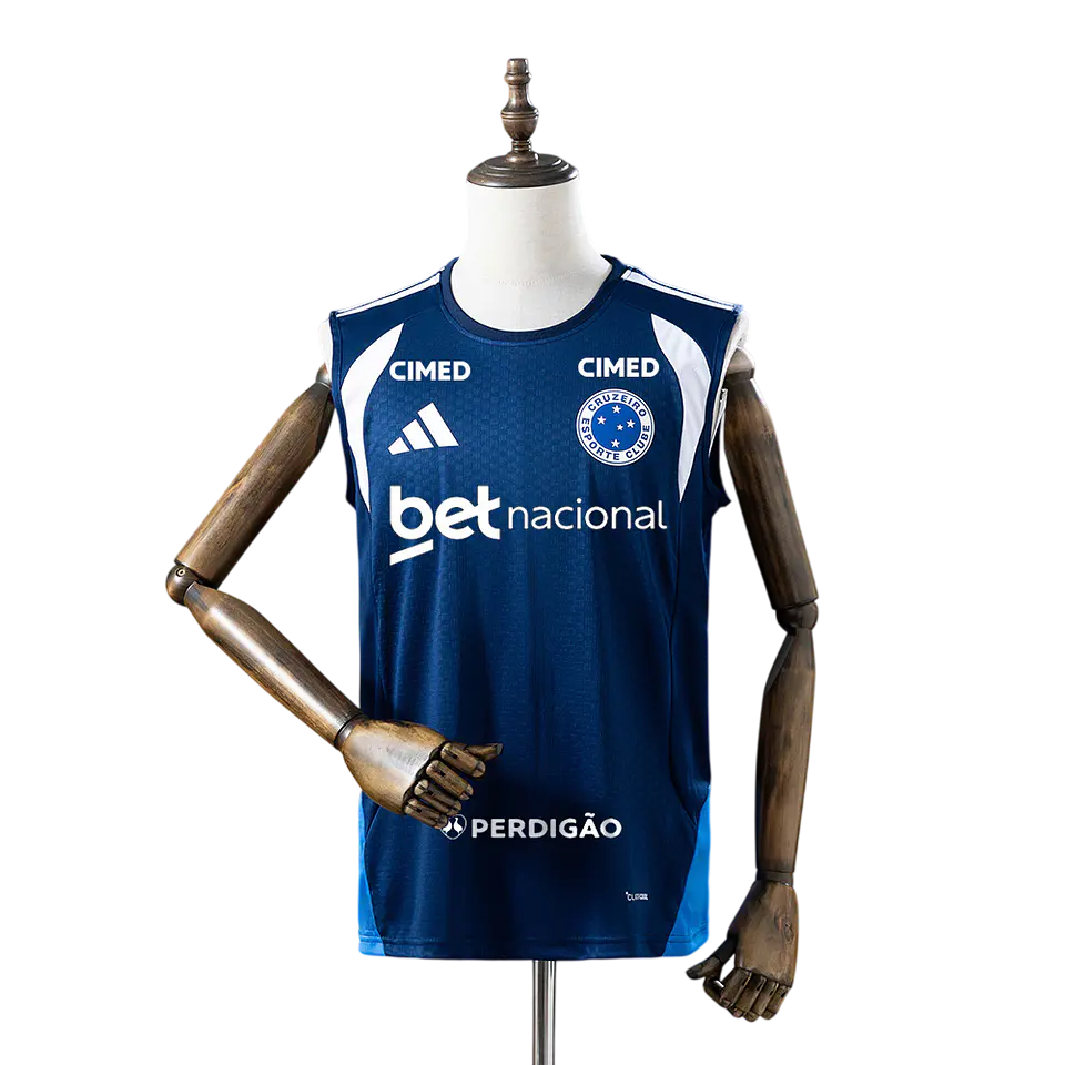 Cruzeiro - Manga Cava Azul Escuro de Treino 2026 - Com Patrocínios 1
