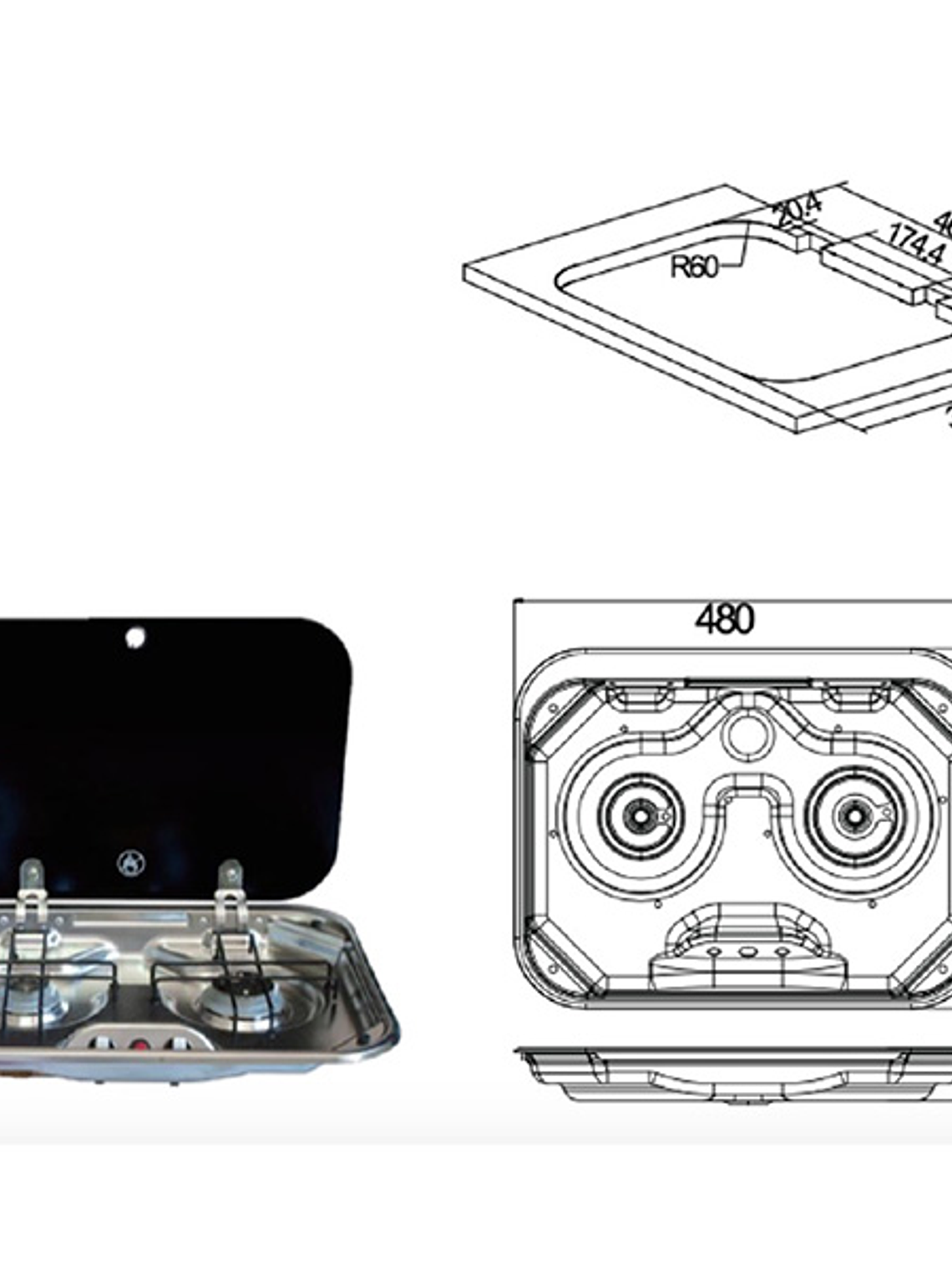 2-BURNER STOVE WITH GLASS LID 1