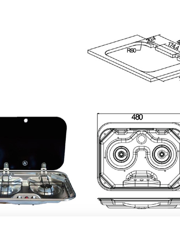 2-BURNER STOVE WITH GLASS LID 1