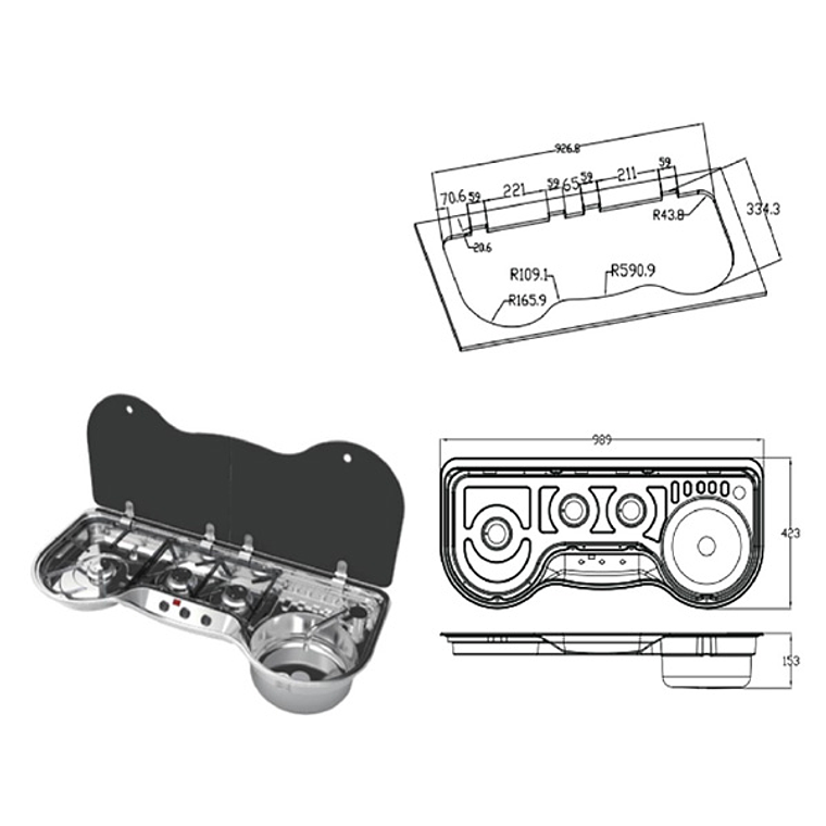 COCINA A GAS CON GRIFO Y DRENAJE 1