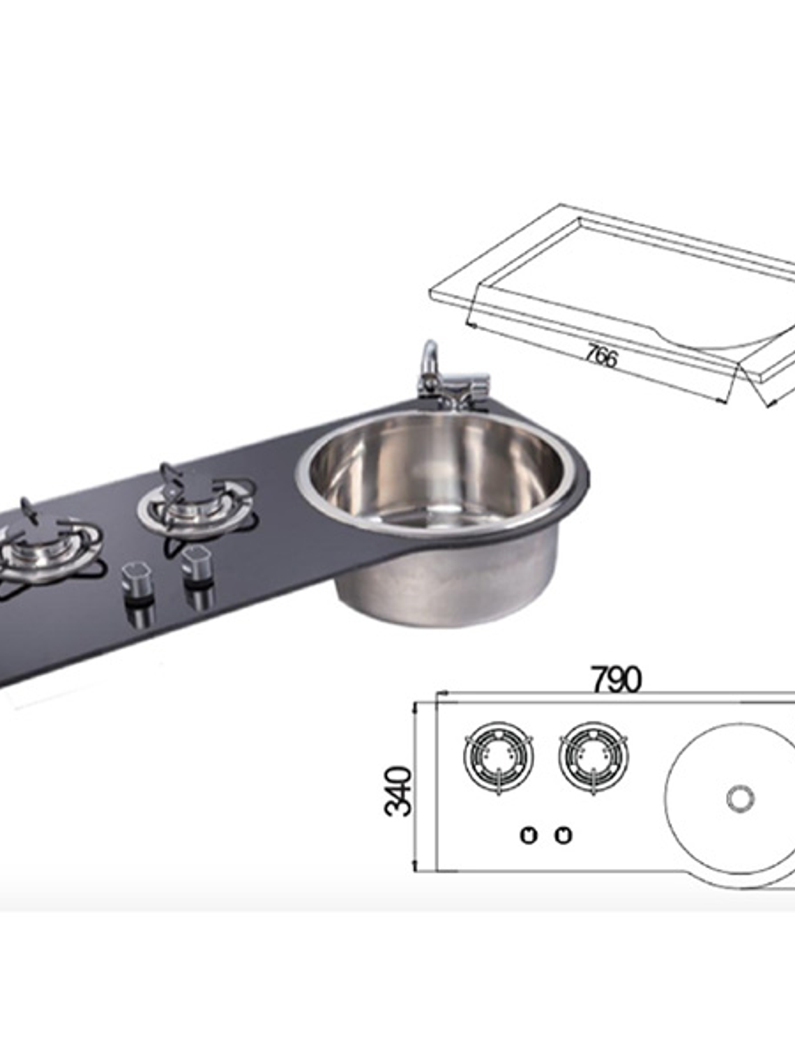 COCINA A GAS CON GRIFO Y LAVAPLATOS 1