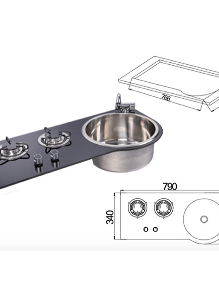 COCINA A GAS CON GRIFO Y LAVAPLATOS 1