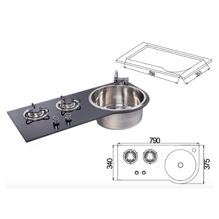 COCINA A GAS CON GRIFO Y LAVAPLATOS 1