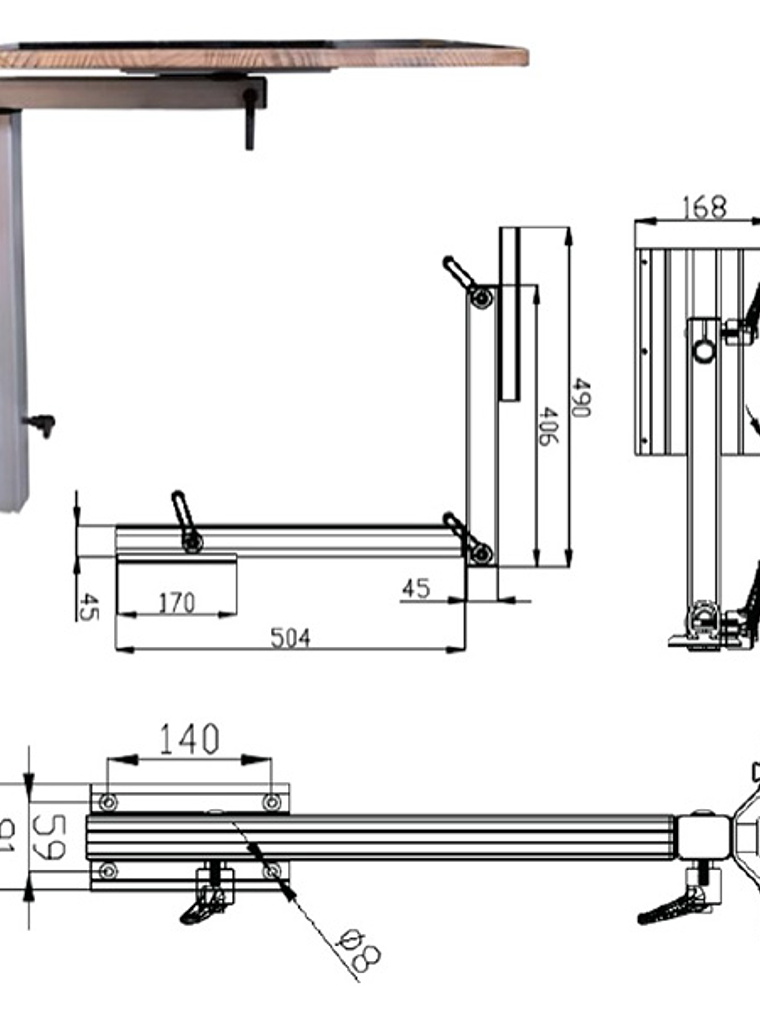 L-shaped folding bamboo table 1
