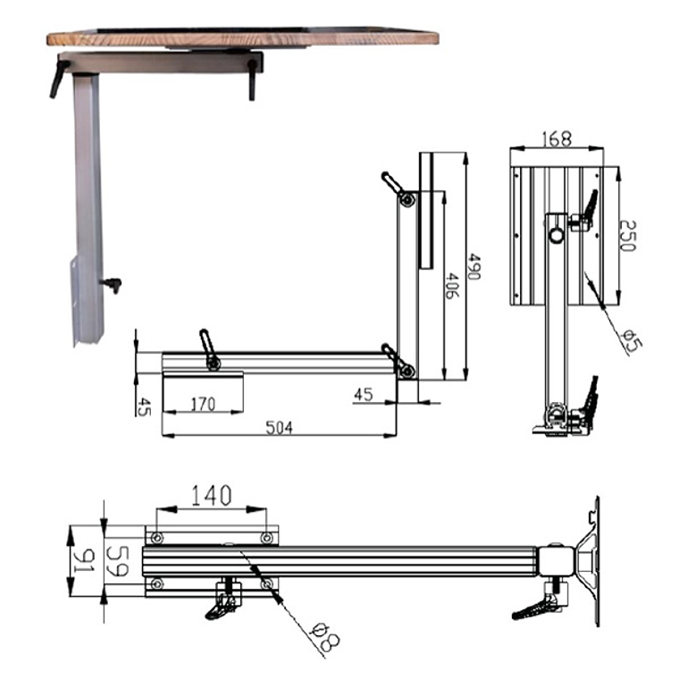 L-shaped folding bamboo table 1