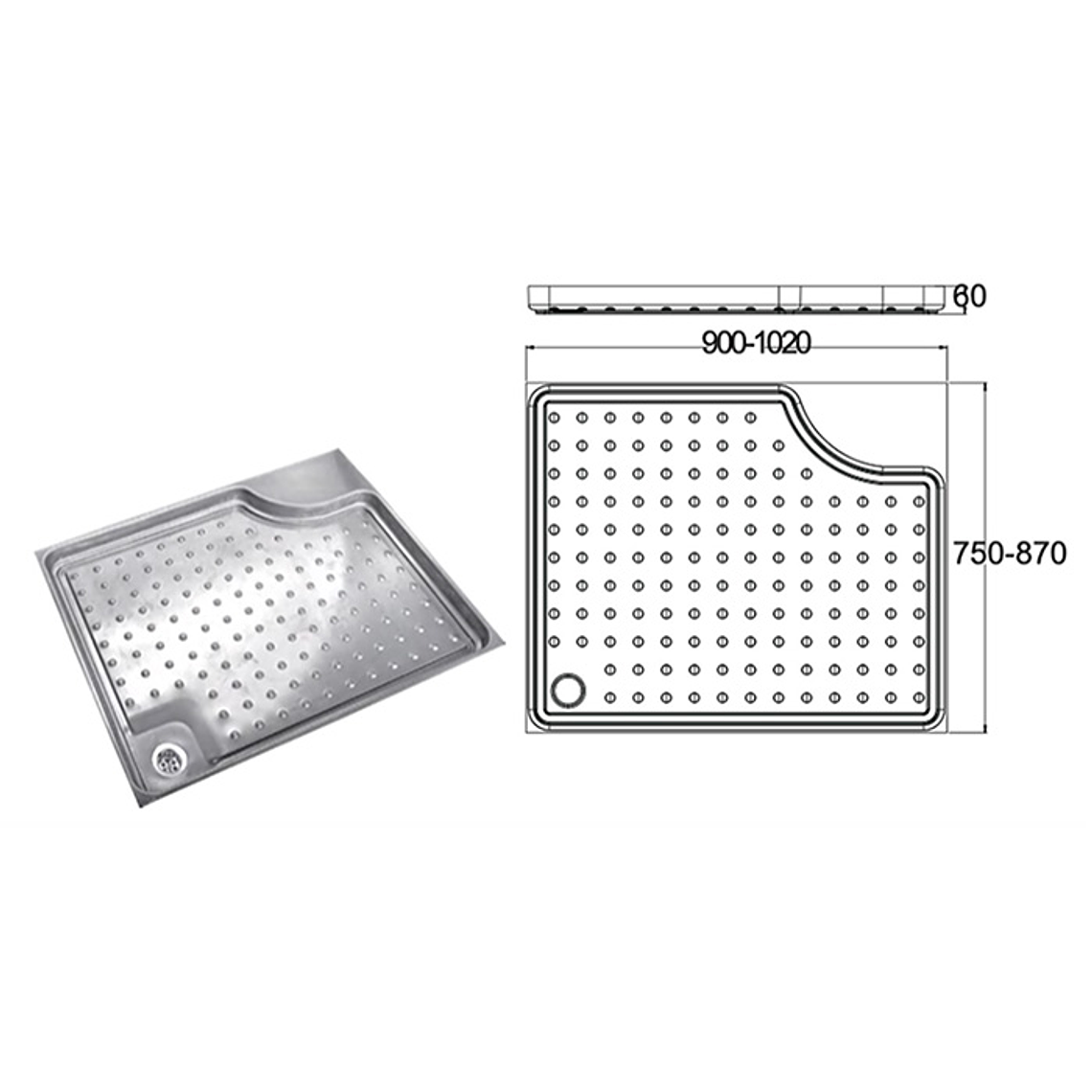 PLATO DE DUCHA ACERO INOXIDABLE 1