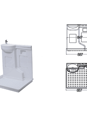 MUEBLE DE DUCHA CON LAVAMANOS DE PARED
