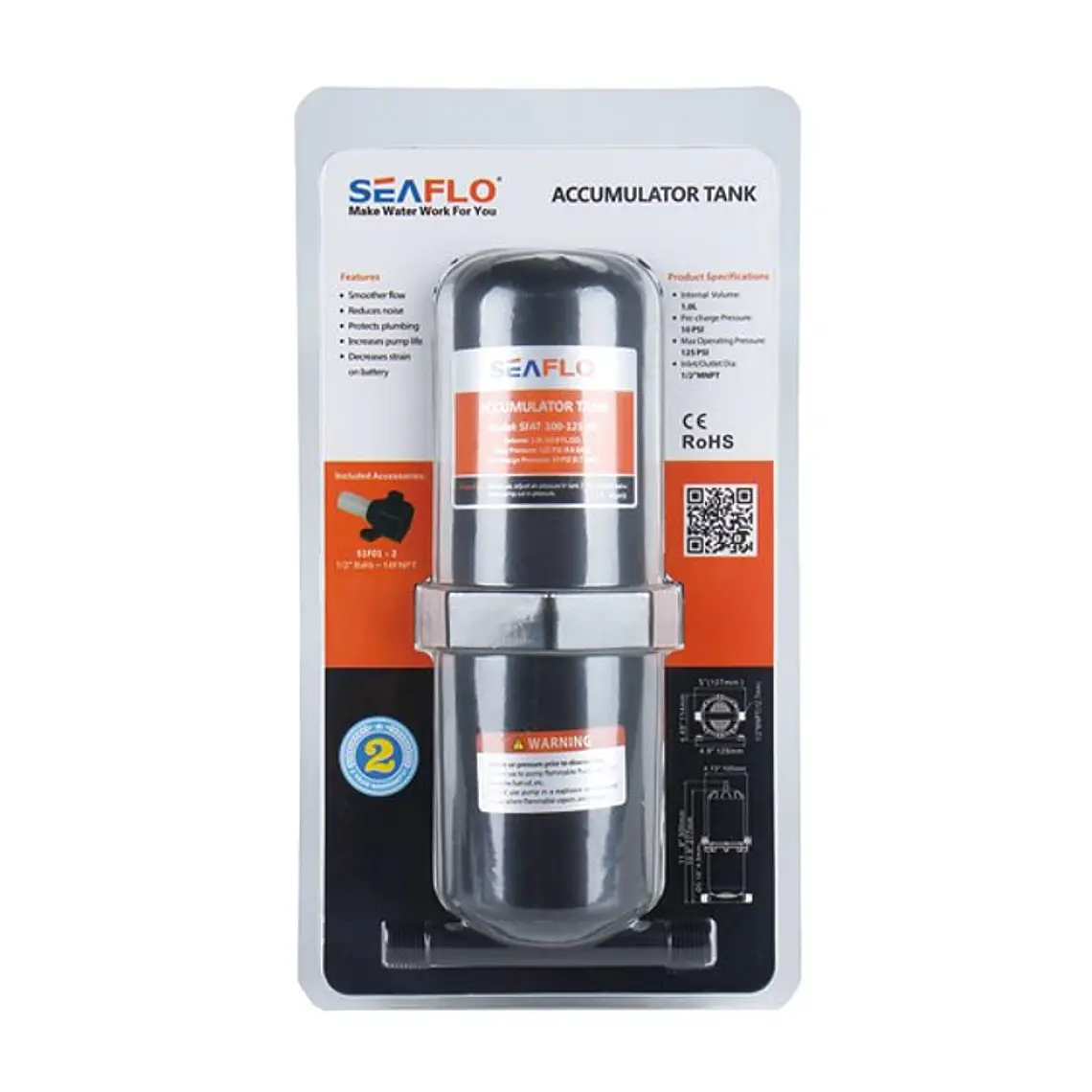Tanque acumulador presurizado Seaflo 1.0 L 1