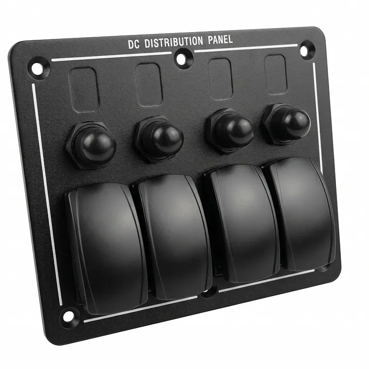 Panel de Interruptores y Distribución DC de 4 Canales (12V/24V) 1