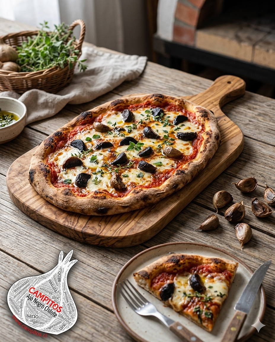 🍕 Pizza con Campitos ajo negro chilote