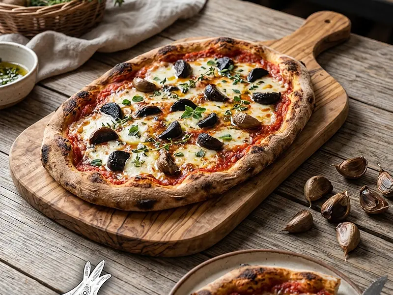 🍕 Pizza con Campitos ajo negro chilote