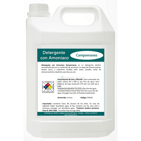 CSA251 Detergente con Amoniaco Bidón 5 Litros