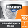 40973 Paño de Limpieza Maxwipe MAX50 Multiuso Suciedad Liviana Bobina 690 Paños