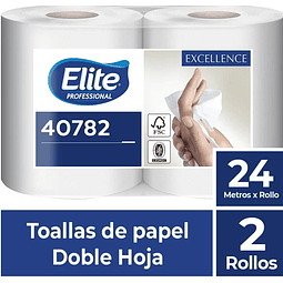 40782 Toalla Elite Blanca Bajo Metraje 16 Rollos x 24 mts (2x8un) - 