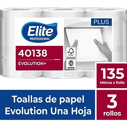 40138 Toalla Elite Evolution Autocorte 3 Rollos x 135 mts