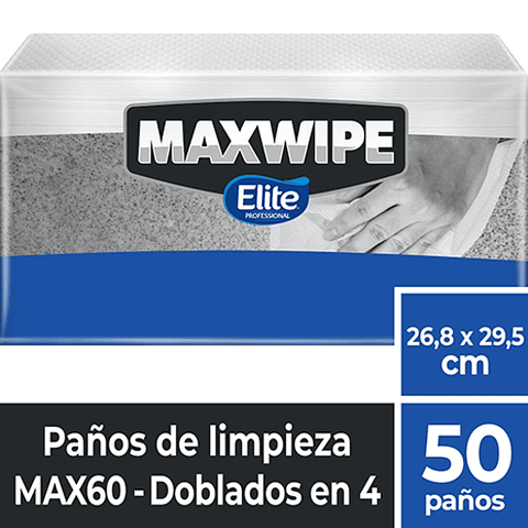 40972 Paño de Limpieza Maxwipe MAX60 Doblado Bolsa 12 Paquetes x 50 Paños