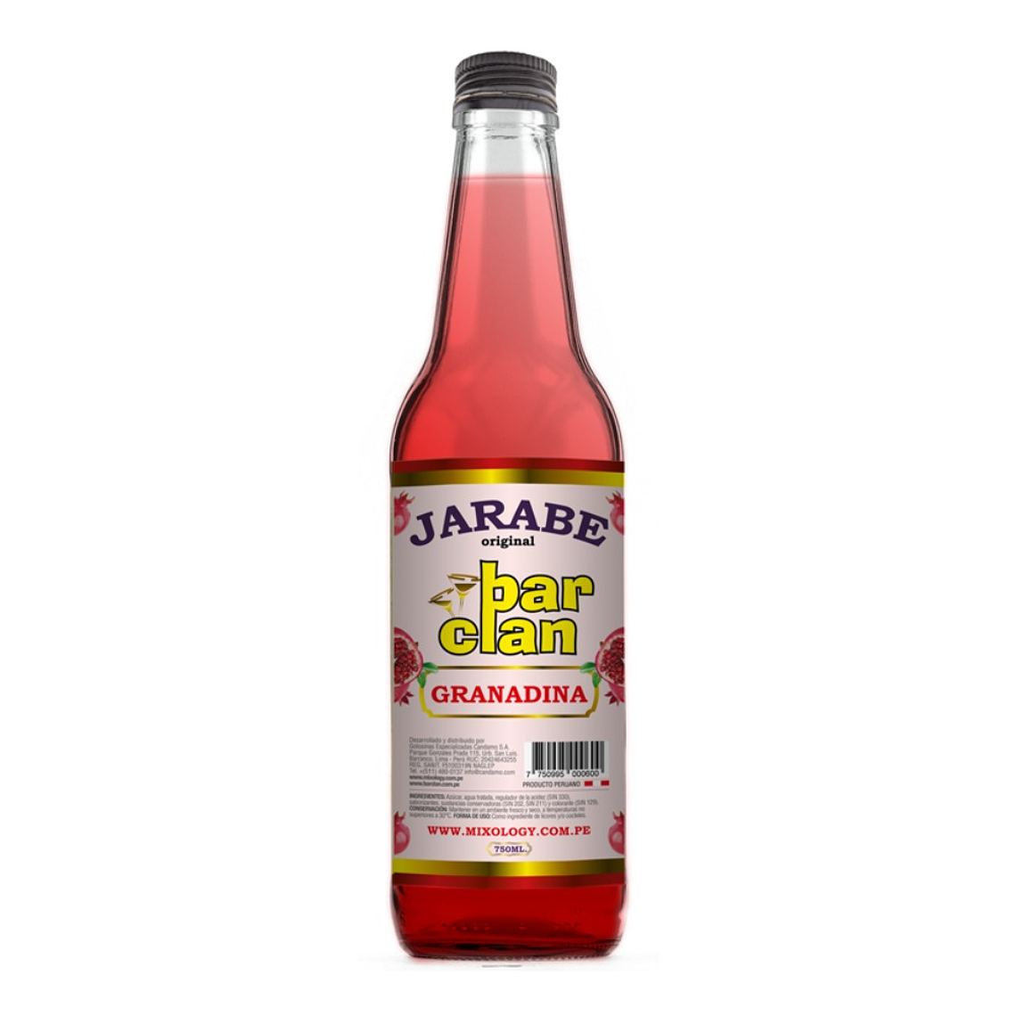 JARABE DE GRANADINA BARCLAN Botella de vidrio 750ml 1