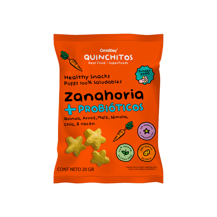 QUINCHITOS ZANAHORIA C/Probioticos - Snack 20g - Sin Octogonos 1