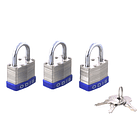 3 Candados con la Misma Llave 40mm Odis Laminados 3