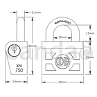 Candado Odis 710 33mm llave lateral 2
