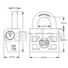 Candado Odis 750 x3 46mm Llaves iguales laterales 2