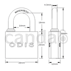 Candado Odis 125 x2 25mm 2
