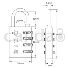 Candado para lockers 37mm con diales Odis Viajero 2