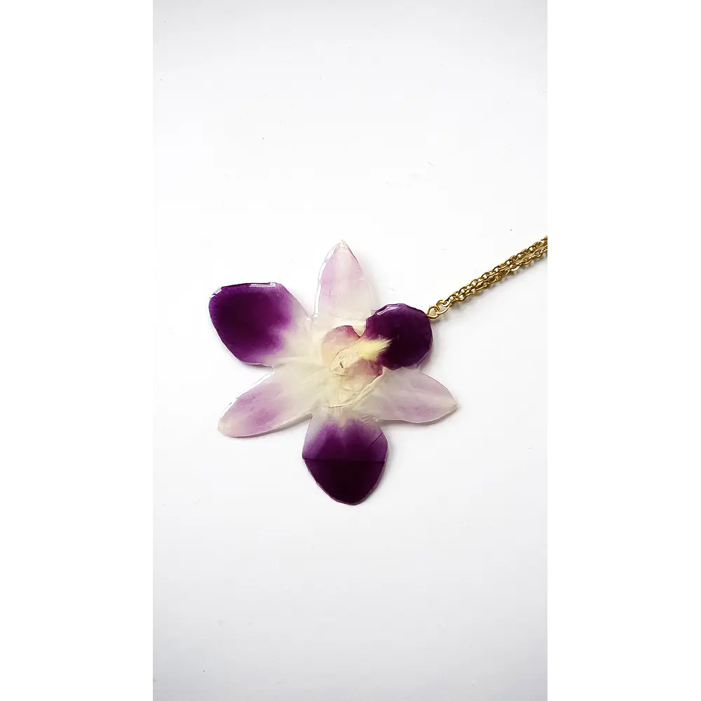 Orquídea Bicolor - Collar de Orquídea Natural en Resina