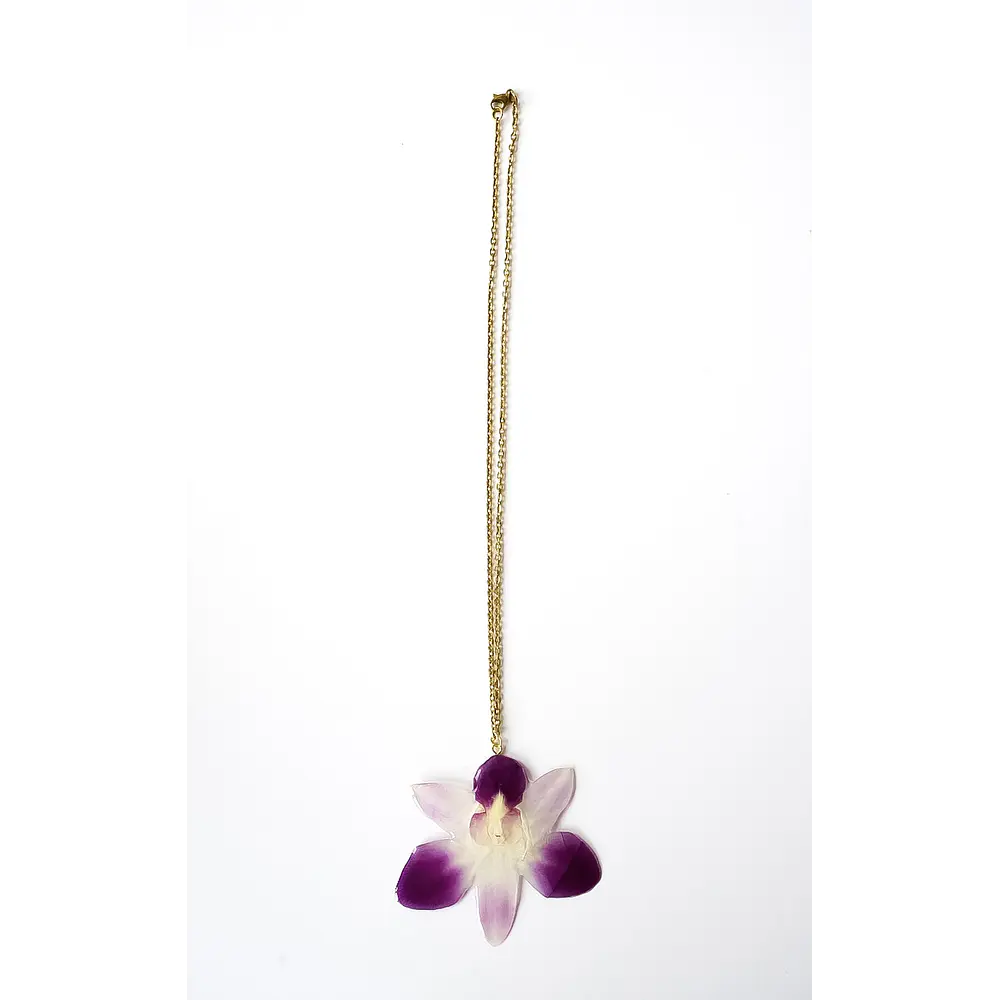 Orquídea Bicolor - Collar de Orquídea Natural en Resina