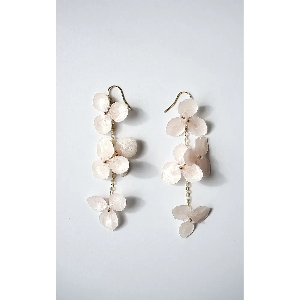 Aros colgantes de hortensias rosa palo