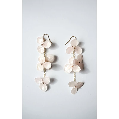 Aros colgantes de hortensias rosa palo