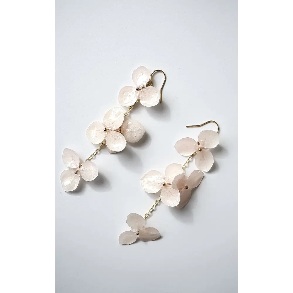 Aros colgantes de hortensias rosa palo