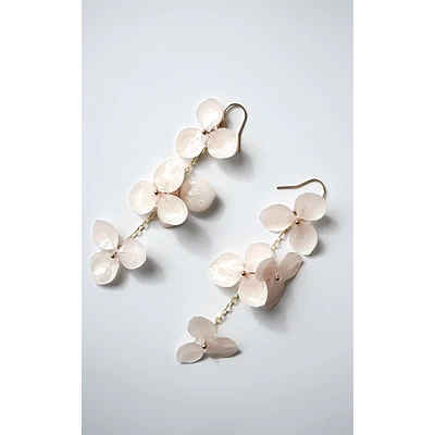 Aros colgantes de hortensias rosa palo