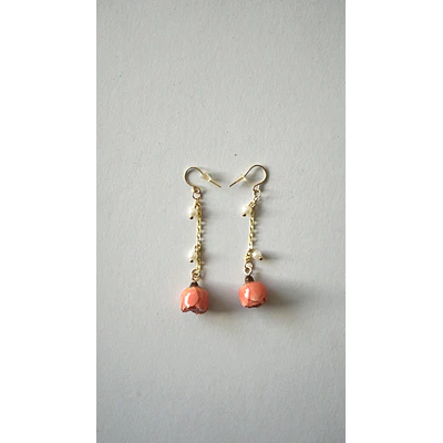 Aros con mini rosas coral