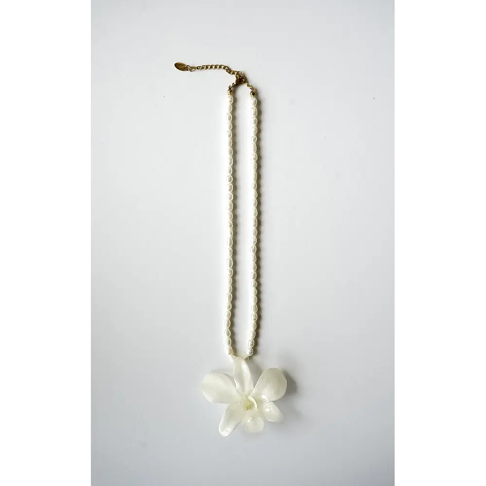 Orquídea Blanca y Perlas de Río