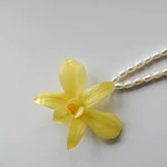 Collar Orquídea Amarilla y Perlas de Río