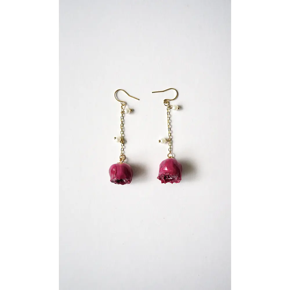 Aros de mini rosas fucsia