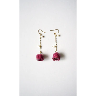Aros de mini rosas fucsia