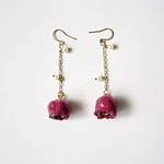 Aros de mini rosas fucsia