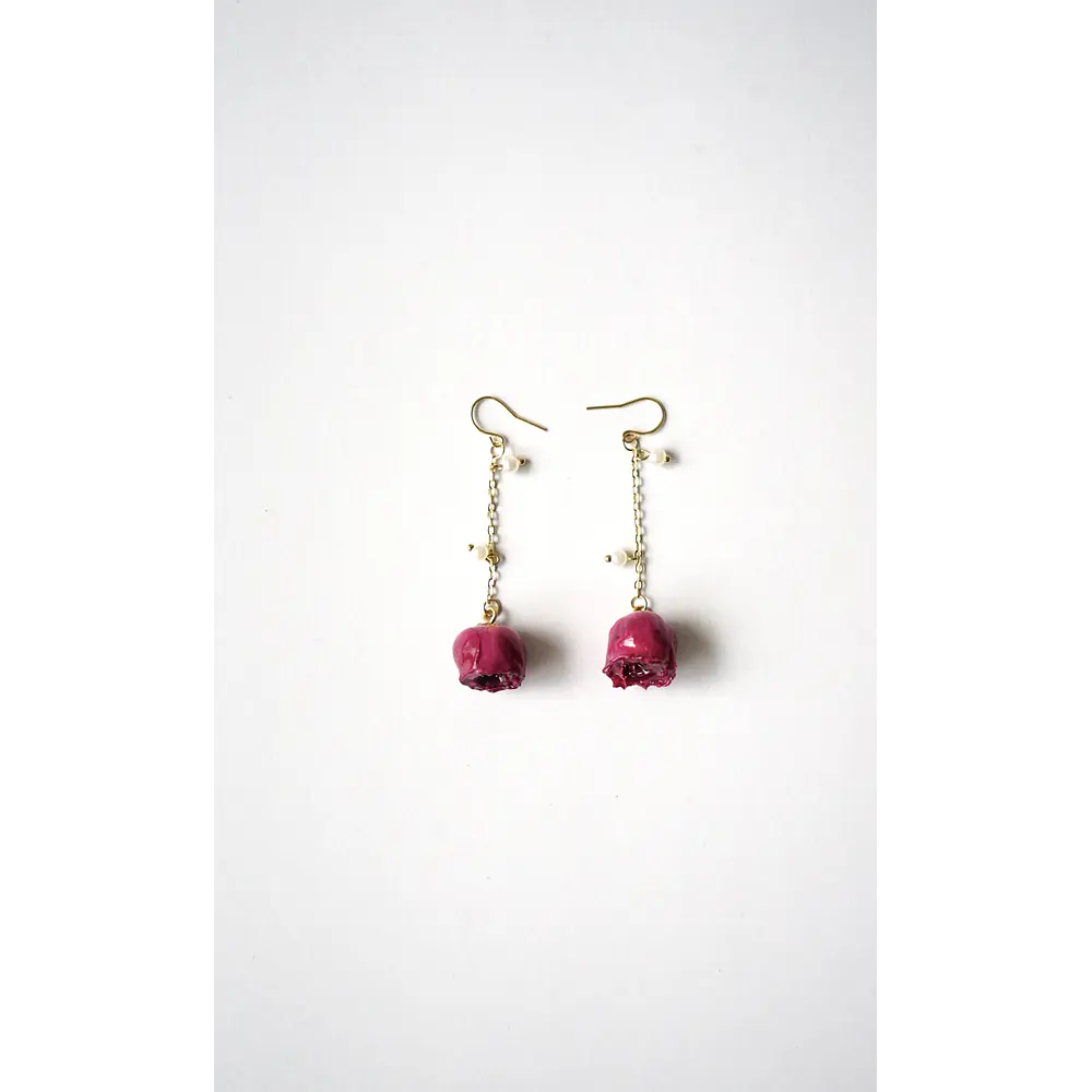 Aros de mini rosas fucsia