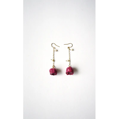Aros de mini rosas fucsia
