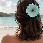 Pinche Gerbera Celeste en Resina